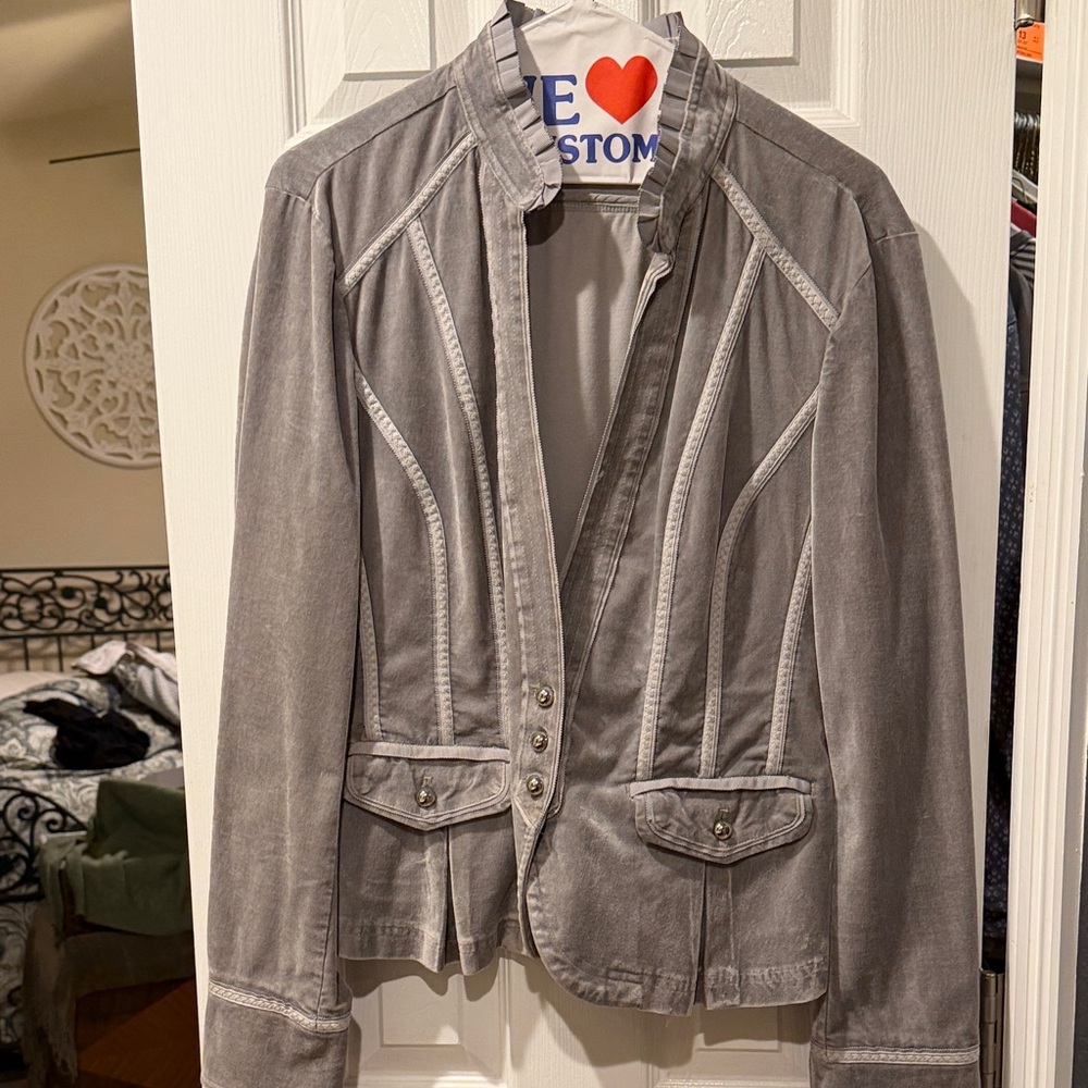 White House Black Market Gray Structured Military-Style Blazer